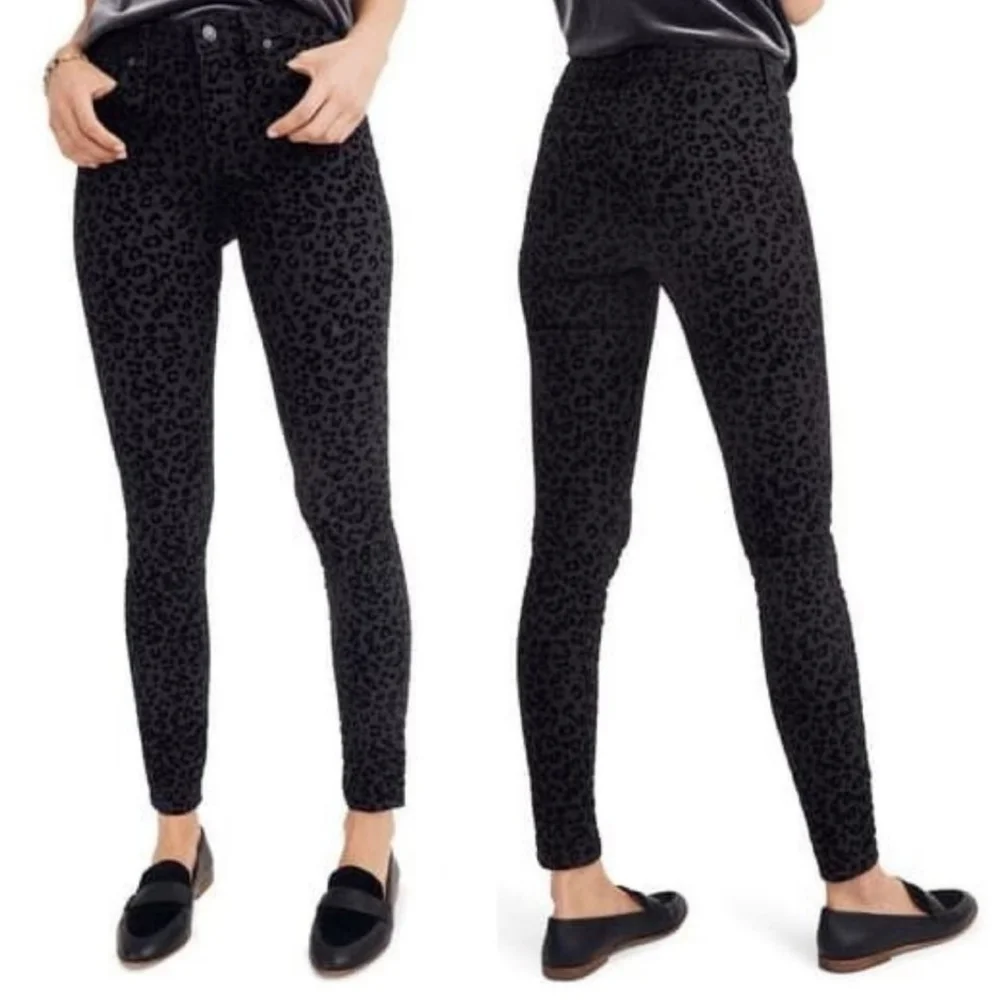 NWT MADEWELL 9" Mid Rise Black Leopard Skinny Jean - Picture 3 of 16